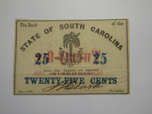 Load image into Gallery viewer, $.25 1863 Charleston South Carolina Obsolete Currency Bank Note State of SC UNC