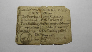 1771 Two Shillings Six Pence North Carolina NC Colonial Currency Note Bill 2s6d