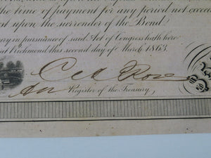 $500 1863 Confederate Bond Certificate Currency Bank Note Bill UNC 14" X 10.5"