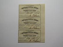 Load image into Gallery viewer, $20 1861 Confederate Bond Coupon Certificate Uncut Sheet Currency Bank Note Bill
