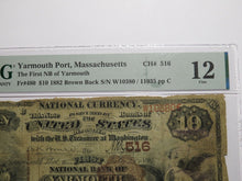 Load image into Gallery viewer, $10 1882 Yarmouth Port Massachusetts National Currency Bank Note Bill Brown Back