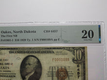 Load image into Gallery viewer, $10 1929 Oakes North Dakota National Currency Bank Note Bill Ch. #6457 VF20 PMG