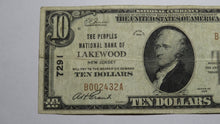 Load image into Gallery viewer, $10 1929 Lakewood New Jersey NJ National Currency Bank Note Bill Ch. #7291 VF!