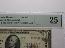Load image into Gallery viewer, $10 1929 El Dorado Kansas KS National Currency Bank Note Bill Ch. #4981 VF25 PMG
