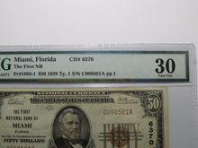 Load image into Gallery viewer, $50 1929 Miami Florida FL National Currency Bank Note Bill Ch. #6370 PMG VF30