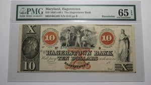 $10 18__ Hagerstown Maryland MD Obsolete Currency Bank Note Bill Remainder UNC65
