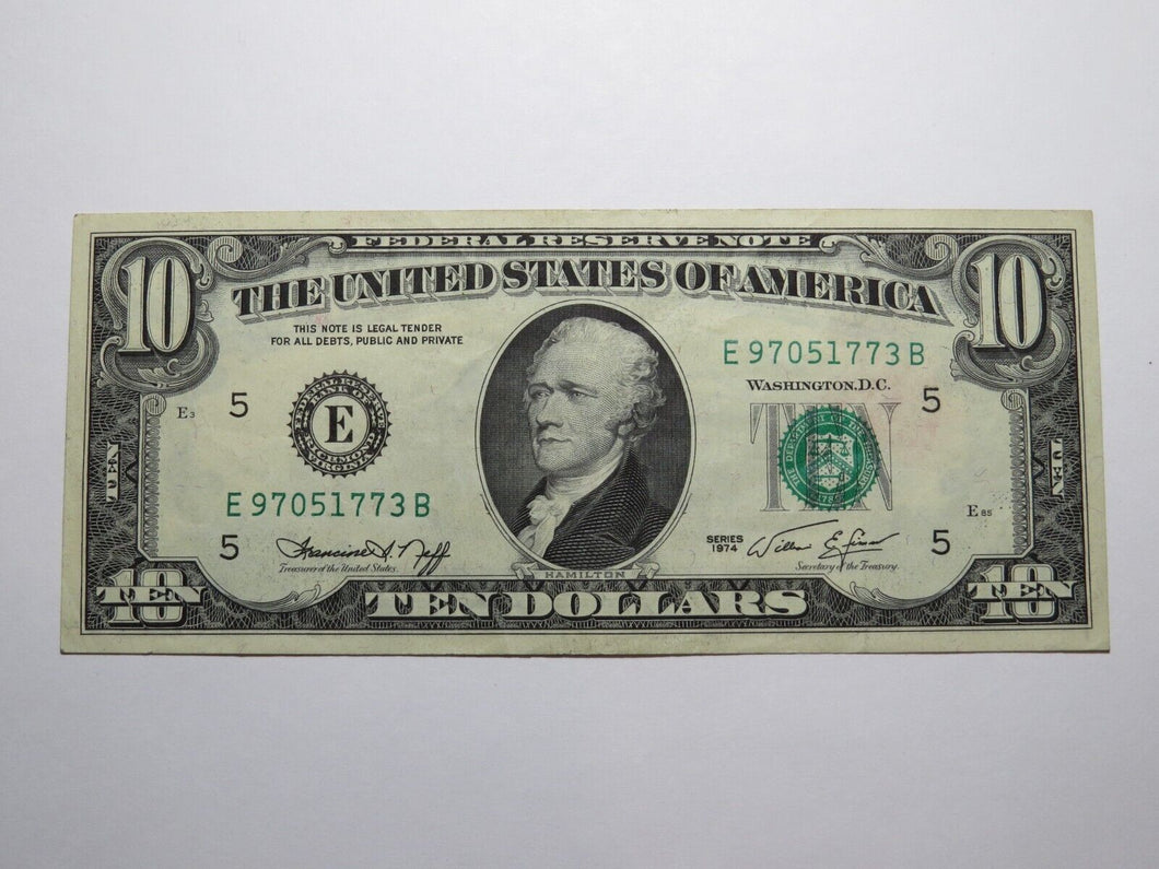 $10 1974 Full Face to Back Offset Error Federal Reserve Bank Note Bill VF++