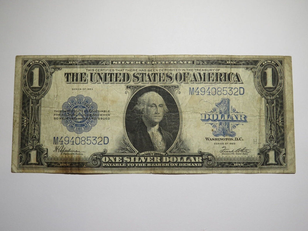 $1 1923 Silver Certificate Large Bank Note Bill Blue Seal One Dollar FINE