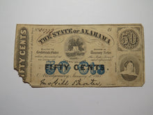 Load image into Gallery viewer, $.50 1863 Montgomery Alabama AL Obsolete Currency Bank Note Bill State of AL