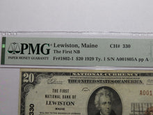 Load image into Gallery viewer, $20 1929 Lewiston Maine National Currency Bank Note Bill Charter #330 VF30 PMG