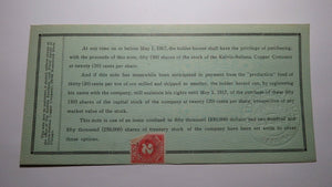 $10 1915 Kelvin-Sultana Copper Company Ore Production Obsolete Currency Note