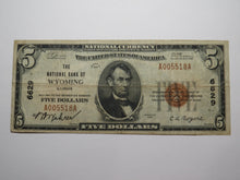 Load image into Gallery viewer, $5 1929 Wyoming Illinois IL National Currency Bank Note Bill! Ch #6629 Fine+