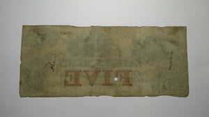 $5 1855 Hagerstown Maryland MD Obsolete Currency Bank Note Bill! The Valley Bank