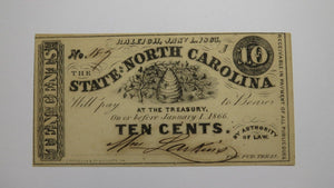 $.10 1863 Raleigh North Carolina Obsolete Currency Bank Note Bill State of NC XF
