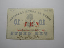 Load image into Gallery viewer, $.10 1863 Charleston South Carolina Obsolete Currency Bank Note State of SC UNC+