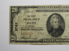 Load image into Gallery viewer, $20 1929 Bath Maine ME National Currency Bank Note Bill Charter #2743 FINE
