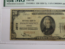 Load image into Gallery viewer, $20 1929 Independence Oregon OR National Currency Bank Note Bill Ch #3979 PMG