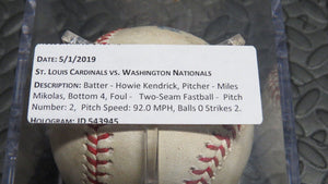 2019 Howie Kendrick Washington Nationals Game Used Foul Baseball! Miles Mikolas!