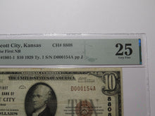 Load image into Gallery viewer, $10 1929 Scott City Kansas KS National Currency Bank Note Bill Ch #8808 VF25 PMG