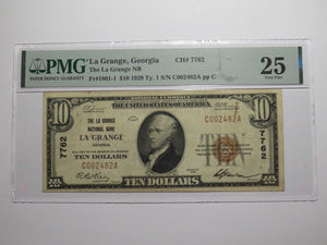 $10 1929 La Grange Georgia GA National Currency Bank Note Bill Ch #7762 VF25 PMG