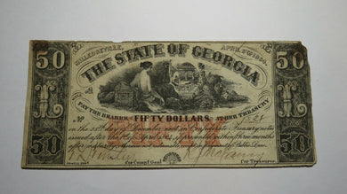 $50 1864 Milledgeville Georgia GA Obsolete Currency Bank Note Bill! State of GA!