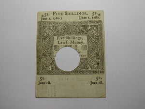 1780 5s Hartford Connecticut CT Colonial Currency Note Bill Five Shillings RARE