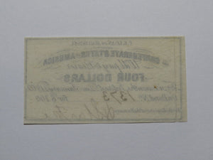 $4 1861 Confederate Bond Coupon Certificate Currency Bank Note Bill UNC