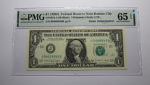 Load image into Gallery viewer, $1 1988 Radar Serial Number Federal Reserve Currency Bank Note Bill PMG UNC65EPQ
