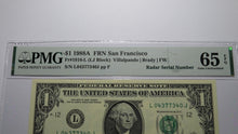 Load image into Gallery viewer, $1 1988 Radar Serial Number Federal Reserve Currency Bank Note Bill PMG UNC65EPQ