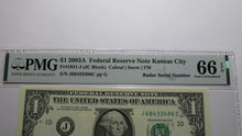 Load image into Gallery viewer, $1 2003 Radar Serial Number Federal Reserve Currency Bank Note Bill PMG UNC66EPQ