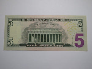 $5 2021 Radar Serial Number Federal Reserve Currency Bank Note Bill UNC++++