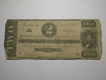 Load image into Gallery viewer, $2 1864 Richmond Virginia VA Confederate Currency Bank Note Bill RARE T70 Good