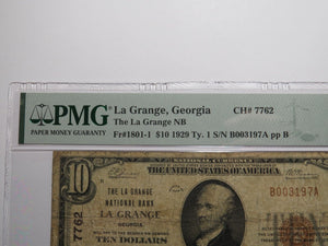 $10 1929 La Grange Georgia GA National Currency Bank Note Bill Ch. #7762 F15 PMG