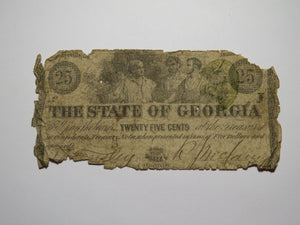 $.25 1863 Milledgeville Georgia GA Obsolete Currency Bank Note Bill! State of GA