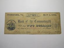 Load image into Gallery viewer, $2 1861 Richmond Virginia Obsolete Currency Bank Note Bill! Commonwealth of VA