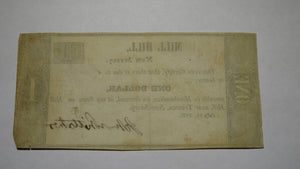 $1 1837 Mill Hill New Jersey NJ Trenton John Whittaker Obsolete Currency Note!
