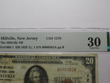Load image into Gallery viewer, $20 1929 Millville New Jersey NJ National Currency Bank Note Bill #1270 VF30 PMG