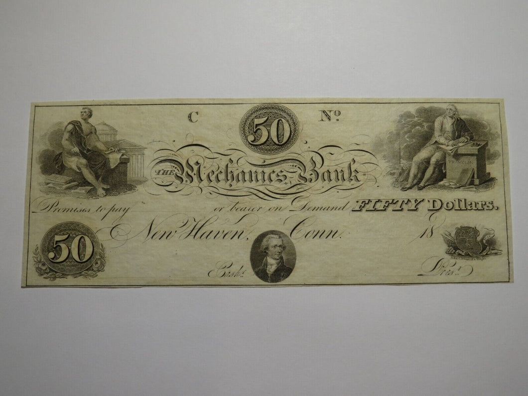 $50 18__ New Haven Connecticut Obsolete Currency Bank Note Remainder Bill UNC++