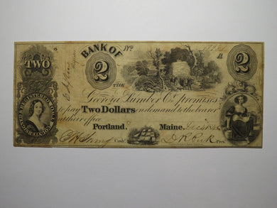 $2 1845 Portland Maine ME Obsolete Currency Bank Note Bill! Georgia Lumber Co.