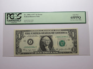 $1 1977 Full Face to Back Offset Error Federal Reserve Bank Note Bill NEW65 PCGS
