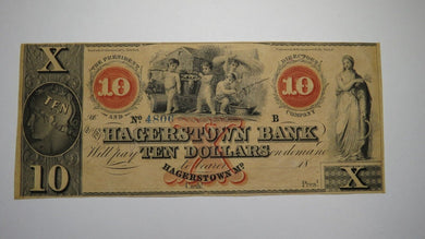 $10 18__ Hagerstown Maryland MD Obsolete Currency Bank Note Remainder Bill UNC+