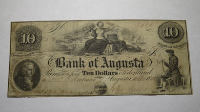 $10 1858 Augusta Georgia GA Obsolete Currency Bank Note Bill! Bank of Augusta