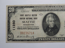 Load image into Gallery viewer, $20 1929 Seattle Washington WA National Currency Bank Note Bill Ch. #11280 VF+