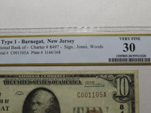 Load image into Gallery viewer, $10 1929 Barnegat New Jersey NJ National Currency Bank Note Bill Ch. #8497 VF30