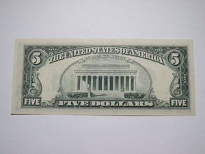 $5 1974 Large Ink Smears on Face Error Federal Reserve Bank Note Bill UNC++