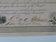 Load image into Gallery viewer, $500 1863 Confederate Bond Certificate Currency Bank Note Bill UNC 14" X 10.5"