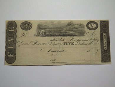 $5 18__ Cincinnati Ohio OH Obsolete Currency Bank Note Bill Remainder AU