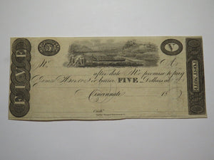 $5 18__ Cincinnati Ohio OH Obsolete Currency Bank Note Bill Remainder AU