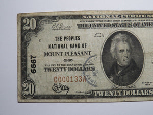 $20 1929 Mount Pleasant Ohio OH National Currency Bank Note Bill Ch. #6667 FINE