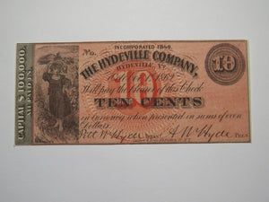 $.10 1862 Hydeville Vermont VT Obsolete Currency Bank Note Bill Remainder UNC++